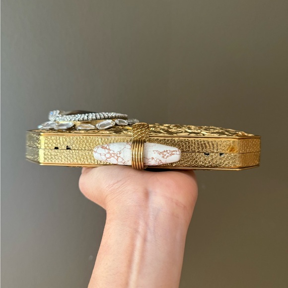 Elegant Gold Clutch with Crystal Accents
